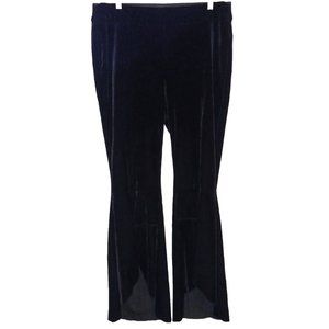 INC INTERNATIONAL CONCEPTS 12 Black Stretch Velvet Tiered Cuff Flare EW Pants